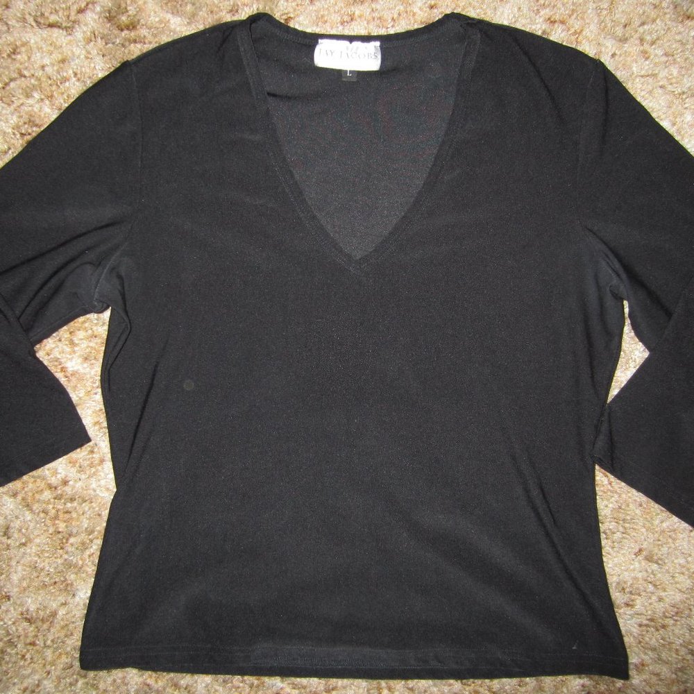 4/$20 | Jay Jacobs Black 3/4 sleeve blouse with v-neck